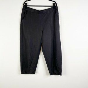 Eileen Fisher Linen Blend Pull On Crop Pants XL Black Pockets Tencel Lyocell